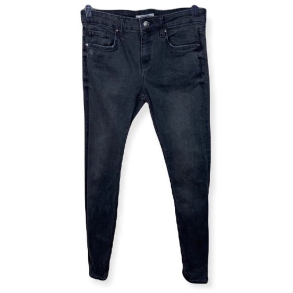 Zara Skinny Jeans Light Grey Size 4 Premium Denim Zip Fly Distressing Lyocell - Picture 3 of 13